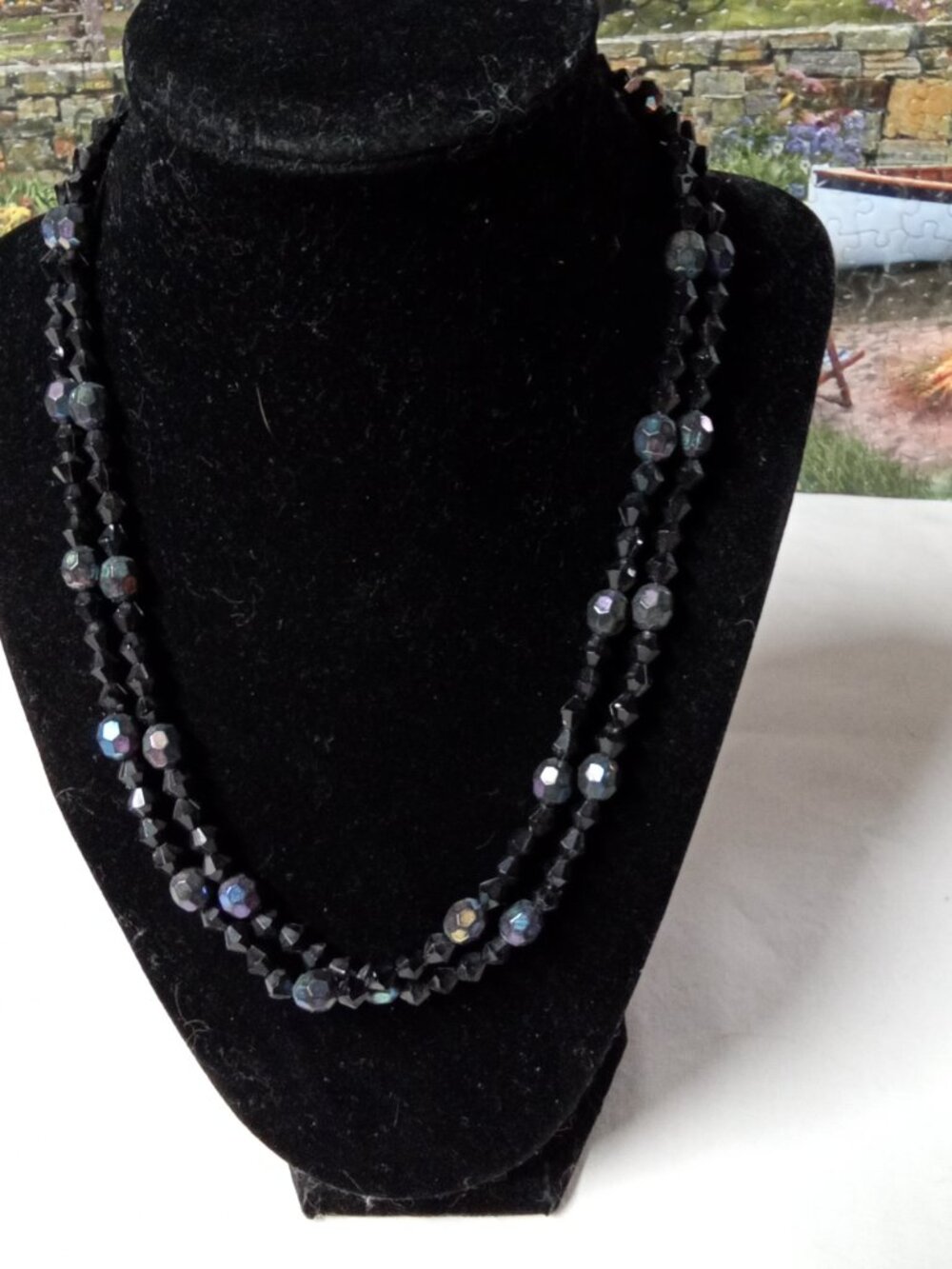 Vintage Bluish/ Black Beaded Necklace